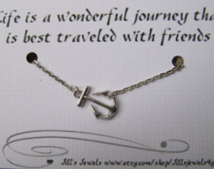 Best Friend Necklace with Sideways Anchor Charm and Friendship Quote ...