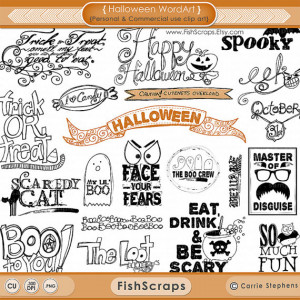Halloween Clip Art - Word Art - Scrapbooking Titles - Photoshop ...