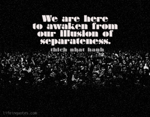 We are here to awaken from our illusion of separateness. -Thich Nhat ...
