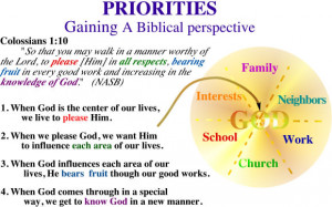... priorities 1 first of all god is not just another priority he is not