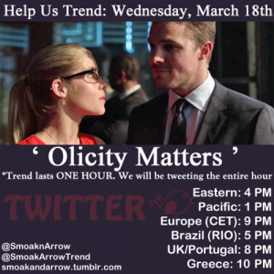 Olicity fans, join us on Wednesday, March 18th as we trend: Olicity ...