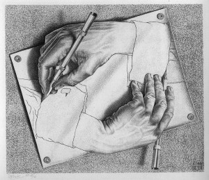 ESCHER, Drawing Hands , 1948, lithograph, 11 1/8 x 13 1/8 inches ...