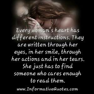 Every woman's heart has different instructions