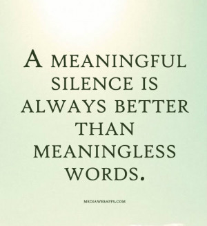 meaningful silence is always better than meaningless words. ~unknown ...