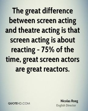 Nicolas Roeg - The great difference between screen acting and theatre ...
