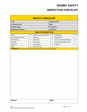 SEISMIC SAFETY INSPECTION CHECKLIST by csgirla
