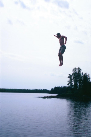 Person Jumping Off Cliff It's a shear cliff about 20 to