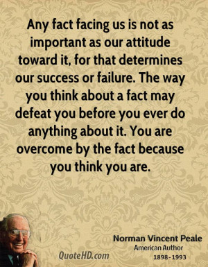 important as our attitude toward it, for that determines our success ...