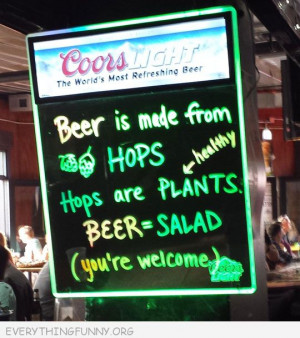 funny billboards signs beer made from hops plants beer equals salad
