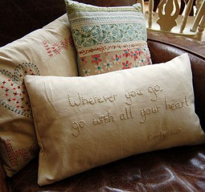Hand Embroidered Quote Cushion