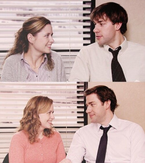 Jim and Pam- pre-togetherness and post-marriage.