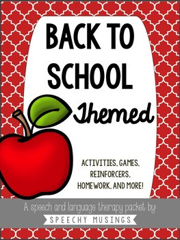 Back to School Packet for Speech and Language Therapy