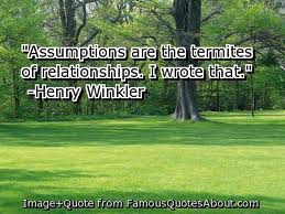 What are your thoughts about assumptions?