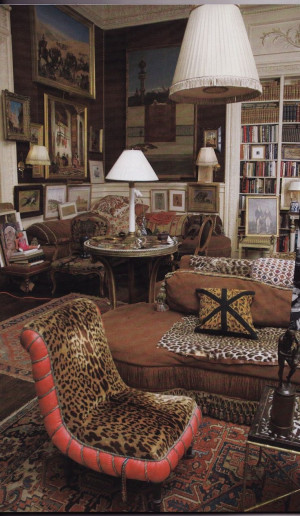 ... red and leopard chair in Kenneth Jay Lane NYC apartment from 1980s