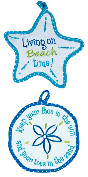 Beach Quote Pot Holders -Sand Dollar and Starfish by Kay Dee Design