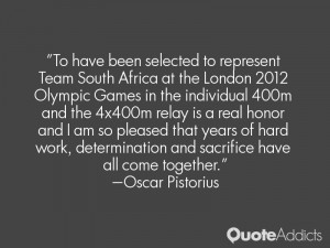 To have been selected to represent Team South Africa at the London ...
