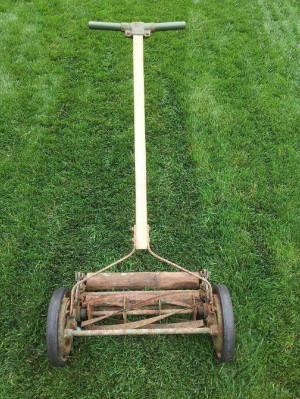 ... Antique Spinning Reel Push Lawn Mower Grass LawnmowerSaturday Morning