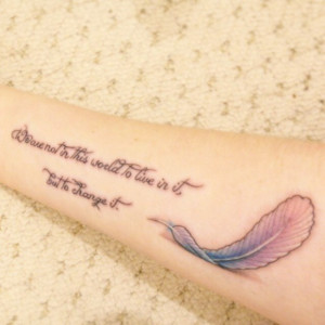 feather tattoo ideas , quotes tattoo design on arm