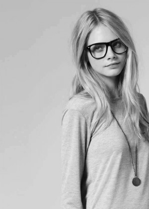 black and white, cara delevingne, fashion, glasses, models, tumblr