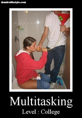 Multitasking Level College Funny Poster Drunk Girl Beer Bong On The ...