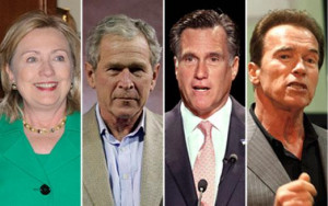 Hillary Clinton, George W. Bush, Mitt Romney, Arnold Scwarzenegger ...