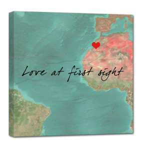 Custom Canvas 16X16 Vintage Style Map Canvas with Romantic Quote