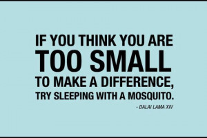 quote:If you think you are too small to make a difference...