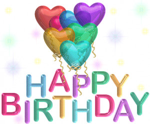 Animated Happy birthday orkut scraps heart balloons