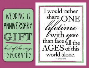 Lord of the Rings Typography Print - Wedding or Anniversary Gift ...