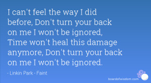 you turned your back on me quotes