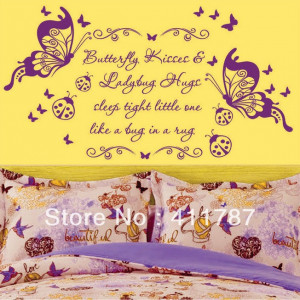 ... Beautiful quote Flowers Butterflies Kiss Pvc Wall Stickers Wall Decals
