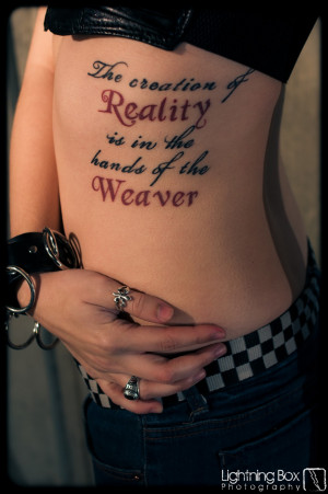 Beautiful Quote Tattoo On Girl Side Rib