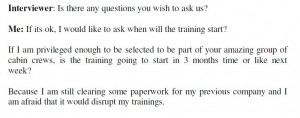 crew interview questions and answer samples from a SIA cabin crew ...
