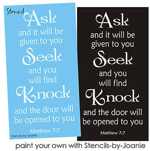 ... Inspirational-STENCIL-Ask-Seek-Knock-Door-Open-Bible-verse-Family-Sign
