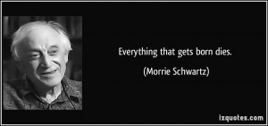 Everything that gets born dies. - Morrie Schwartz