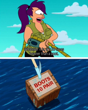 Leela Futurama Heavier Than Boot Fishing Pairs Funny Pics Pictures