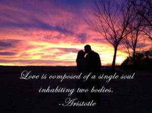 Love is composed of a single soul inhabiting two bodies. -Aristotle