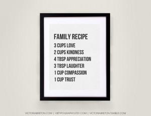 Family Recipe - 11x17 typography print, inspirational quote, kitchen ...