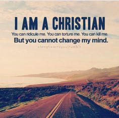 Yes, I am a Christian. Jesus Christ is my example and I am not ashamed ...