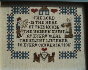 Embroidered AMISH STYLE SAMPLER, Counted Cross Stitch Sampler Prayer ...