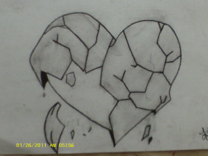 Broken Heart (in Charcoal Pencil) Drawing