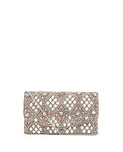 Gold (Gold) Gold Beaded Scallop Trim Clutch | 320399693 | New Look