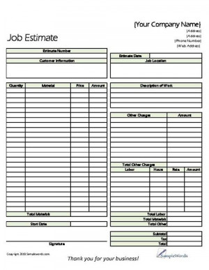Print Contractor Proposal Forms | estimate - Free Printable Sample ...