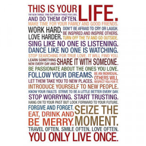 This Is Your Life Motivational Quote Poster - 13x19