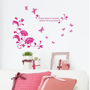 Love Quotes with Flowers Wall Stickers