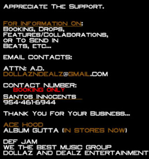 ACE HOOD BOOKING INFORMATION Image