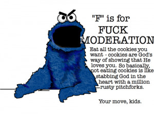cookie monster, funny, lol, quote, saying, text, typography