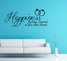 HAPPINESS IS BEING MARRIED Vinyl Wall Sticker Wall Quote Decals Home ...