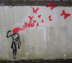 accordingtoliz:Butterfly Suicide @banksy #banksy