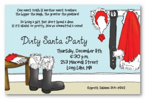 Secret or Dirty Santa Personalized Holiday Christmas Party Inivations